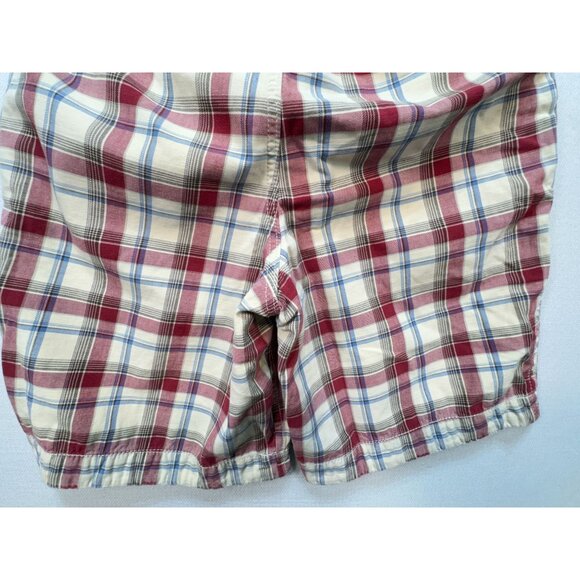 Abercrombie & Fitch Mens Plaid Khaki Shorts Sze 30 Red With Adjustable Waist Tie - Picture 15 of 15